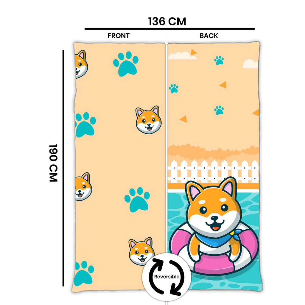 Kids Cartoon Print Reversible Dohar Soft Cotton Baby Blanket, 2-in-1 Double Sided Design, Lightweight Summer / AC Cotton Blanket for Babies, Toddlers & Kids | Breathable Blanket | 52"x73" Inches