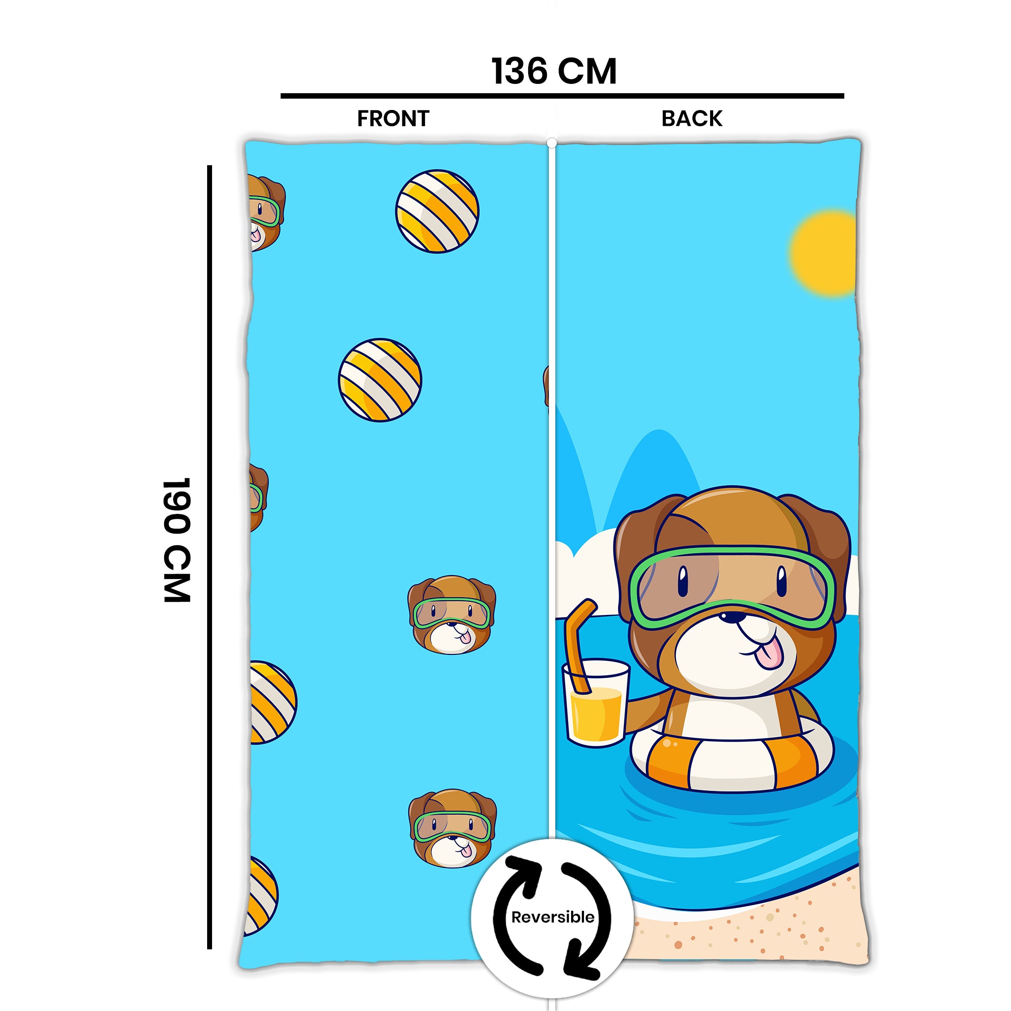 Kids Cartoon Print Reversible Dohar Soft Cotton Baby Blanket, 2-in-1 Double Sided Design, Lightweight Summer / AC Cotton Blanket for Babies, Toddlers & Kids | Breathable Blanket | 52"x73" Inches