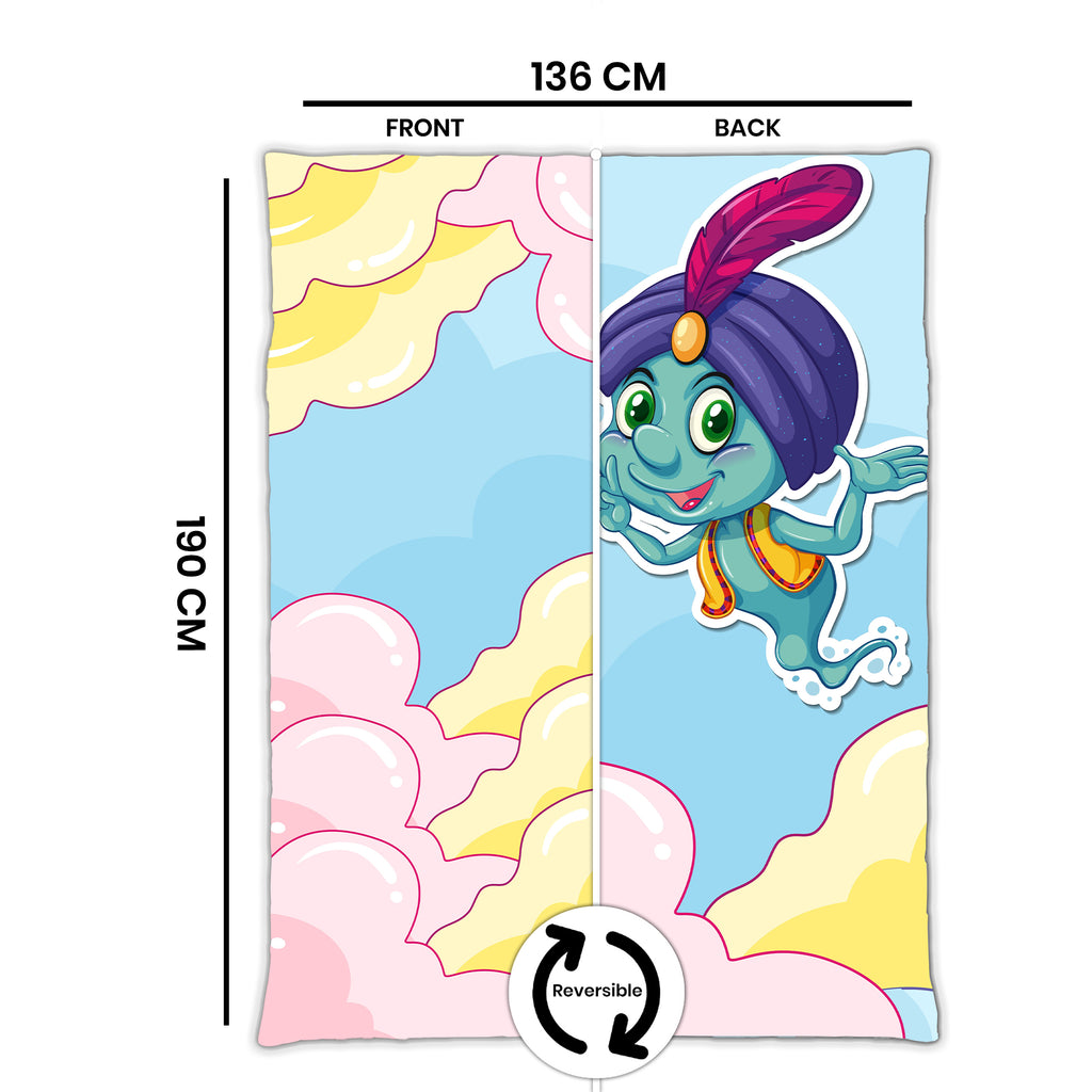 Kids Cartoon Print Reversible Dohar Soft Cotton Baby Blanket, 2-in-1 Double Sided Design, Lightweight Summer / AC Cotton Blanket for Babies, Toddlers & Kids | Breathable Blanket | 52"x73" Inches
