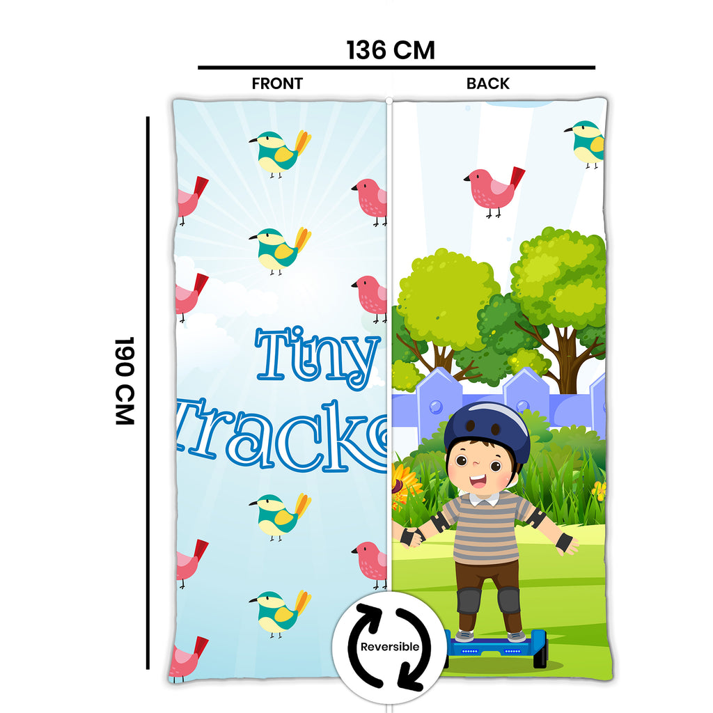Kids Cartoon Print Reversible Dohar Soft Cotton Baby Blanket, 2-in-1 Double Sided Design, Lightweight Summer / AC Cotton Blanket for Babies, Toddlers & Kids | Breathable Blanket | 52"x73" Inches