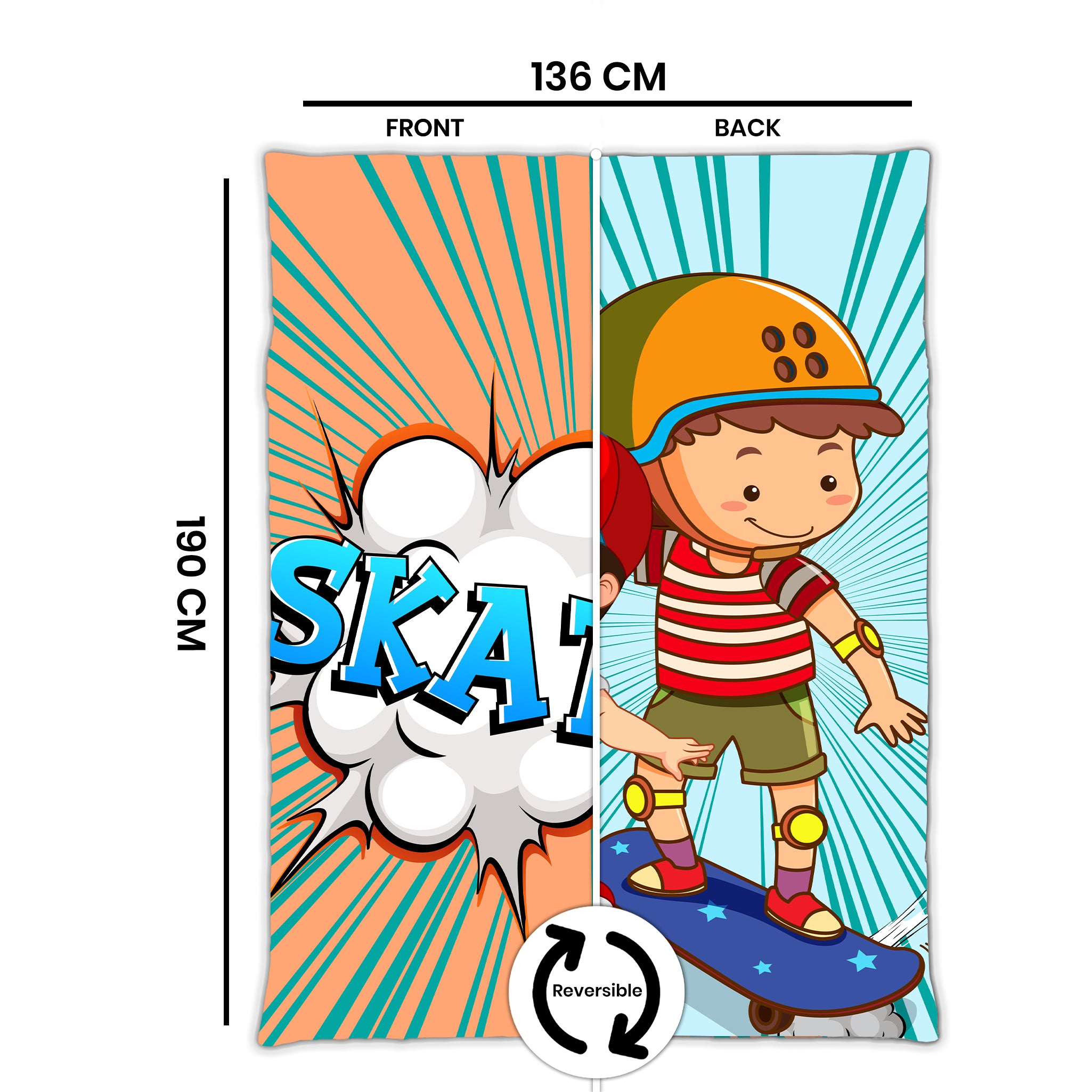 Kids Cartoon Print Reversible Dohar Soft Cotton Baby Blanket, 2-in-1 Double Sided Design, Lightweight Summer / AC Cotton Blanket for Babies, Toddlers & Kids | Breathable Blanket | 52"x73" Inches