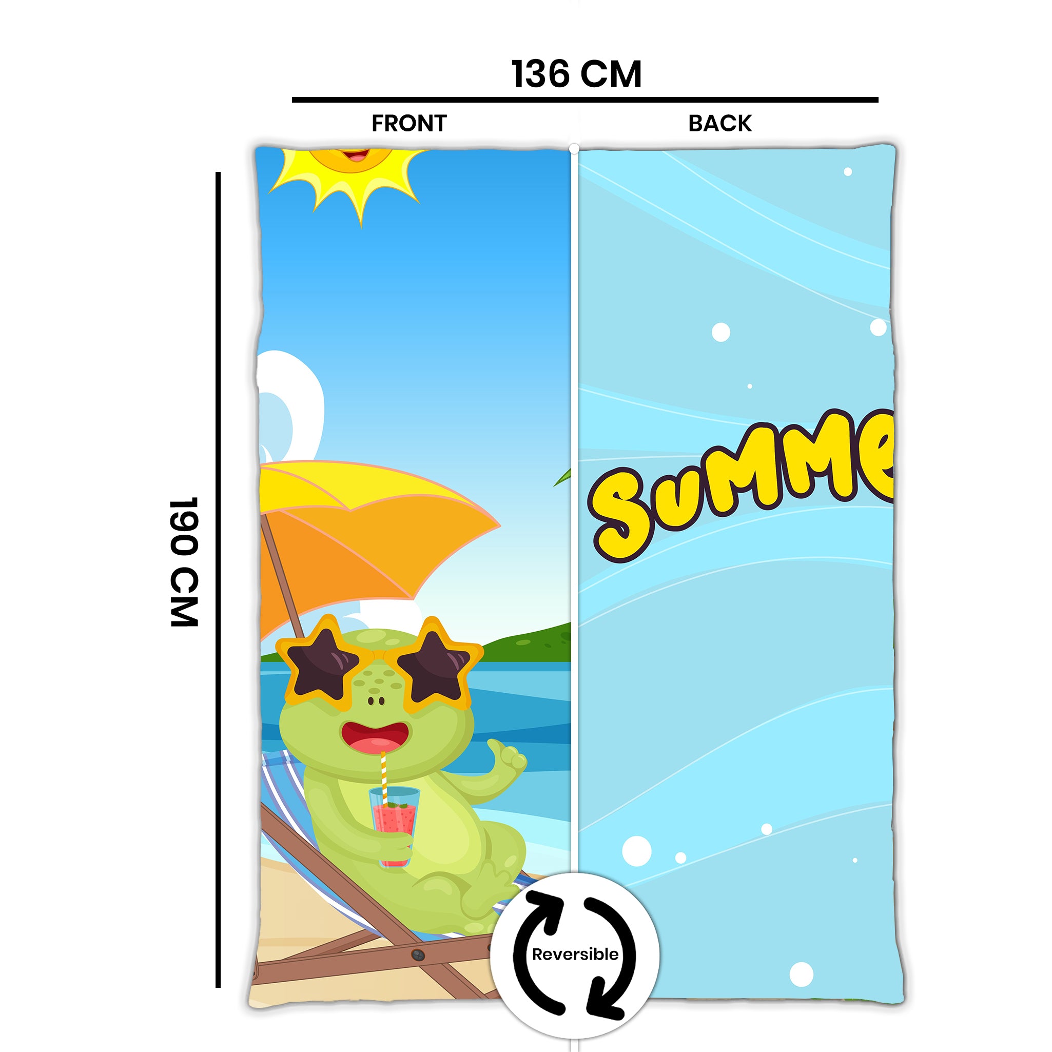 Kids Cartoon Print Reversible Dohar Soft Cotton Baby Blanket, 2-in-1 Double Sided Design, Lightweight Summer / AC Cotton Blanket for Babies, Toddlers & Kids | Breathable Blanket | 52"x73" Inches