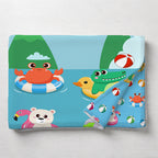Kids Cartoon Print Reversible Dohar Soft Cotton Baby Blanket, 2-in-1 Double Sided Design, Lightweight Summer / AC Cotton Blanket for Babies, Toddlers & Kids | Breathable Blanket | 39"x59" Inches