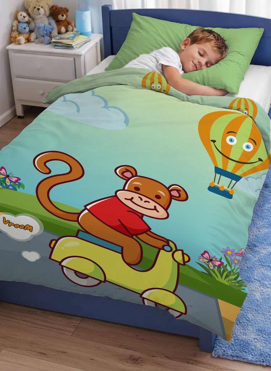 Kids Cartoon Print Reversible Dohar Soft Cotton Baby Blanket, 2-in-1 Double Sided Design, Lightweight Summer / AC Cotton Blanket for Babies, Toddlers & Kids | Breathable Blanket | 39"x59" Inches