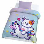 Kids Cartoon Print Reversible Dohar Soft Cotton Baby Blanket, 2-in-1 Double Sided Design, Lightweight Summer / AC Cotton Blanket for Babies, Toddlers & Kids | Breathable Blanket | 52"x73" Inches