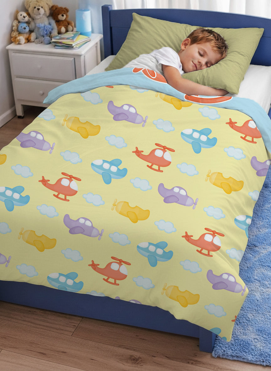 Kids Cartoon Print Reversible Dohar Soft Cotton Baby Blanket, 2-in-1 Double Sided Design, Lightweight Summer / AC Cotton Blanket for Babies, Toddlers & Kids | Breathable Blanket | 39"x59" Inches