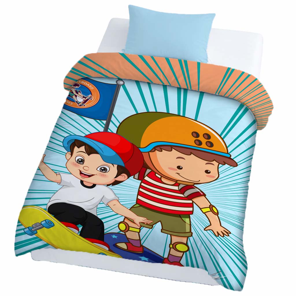 Kids Cartoon Print Reversible Dohar Soft Cotton Baby Blanket, 2-in-1 Double Sided Design, Lightweight Summer / AC Cotton Blanket for Babies, Toddlers & Kids | Breathable Blanket | 52"x73" Inches