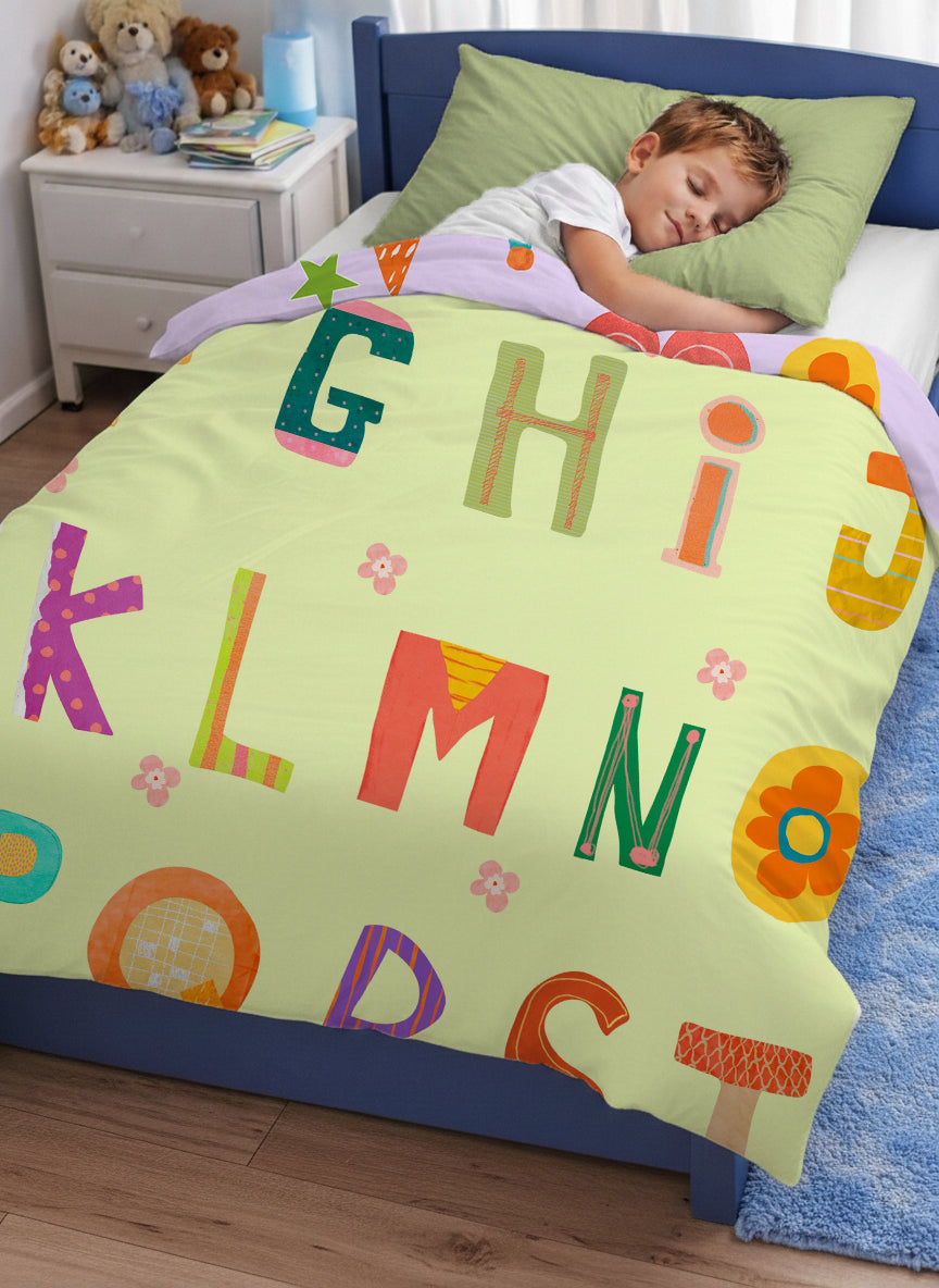 Kids Cartoon Print Reversible Dohar Soft Cotton Baby Blanket, 2-in-1 Double Sided Design, Lightweight Summer / AC Cotton Blanket for Babies, Toddlers & Kids | Breathable Blanket | 39"x59" Inches