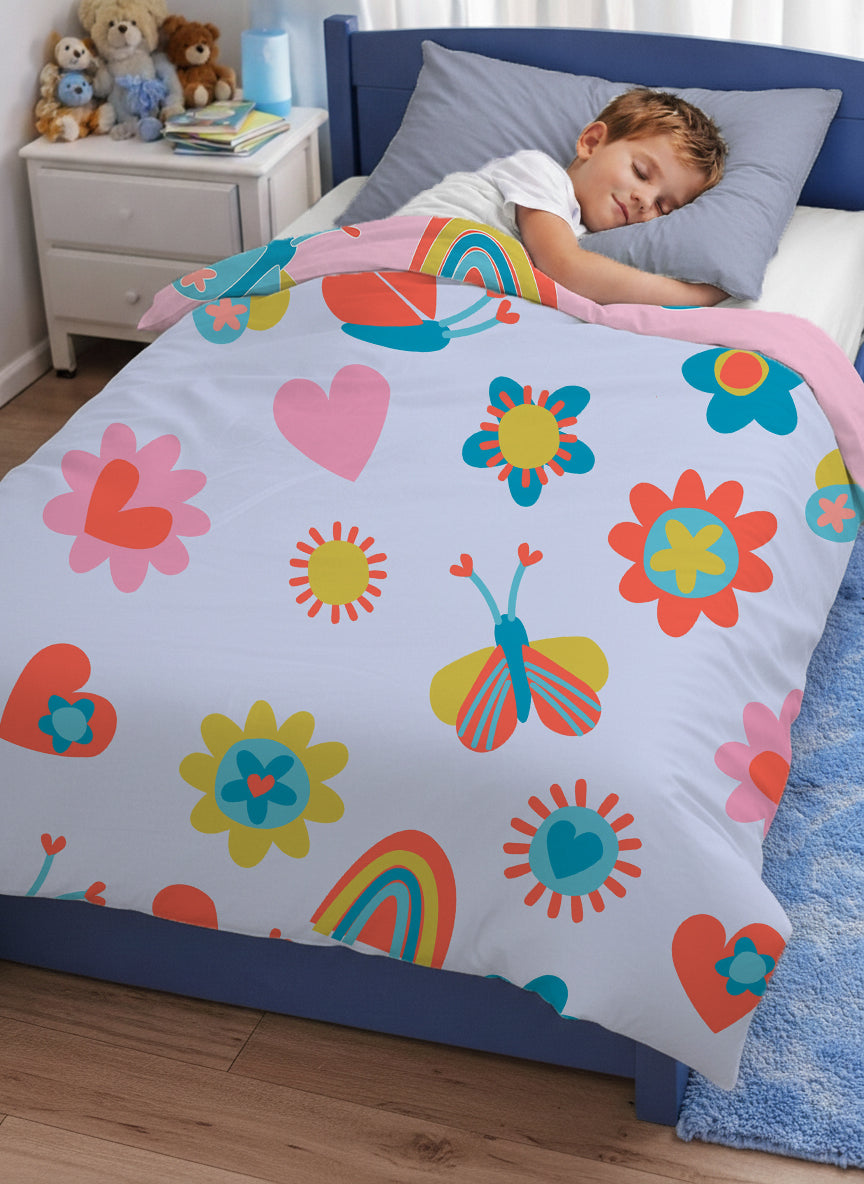 Kids Cartoon Print Reversible Dohar Soft Cotton Baby Blanket, 2-in-1 Double Sided Design, Lightweight Summer / AC Cotton Blanket for Babies, Toddlers & Kids | Breathable Blanket | 39"x59" Inches