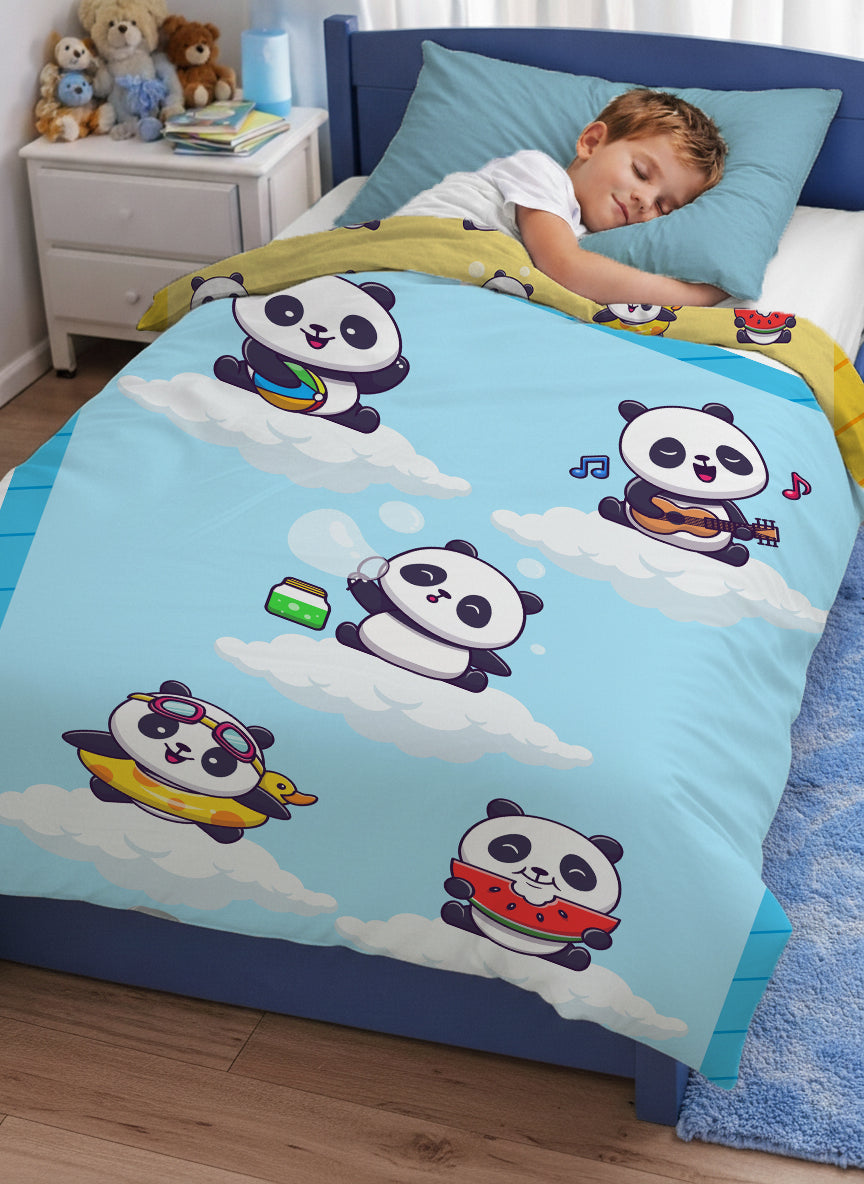Kids Cartoon Print Reversible Dohar Soft Cotton Baby Blanket, 2-in-1 Double Sided Design, Lightweight Summer / AC Cotton Blanket for Babies, Toddlers & Kids | Breathable Blanket | 39"x59" Inches