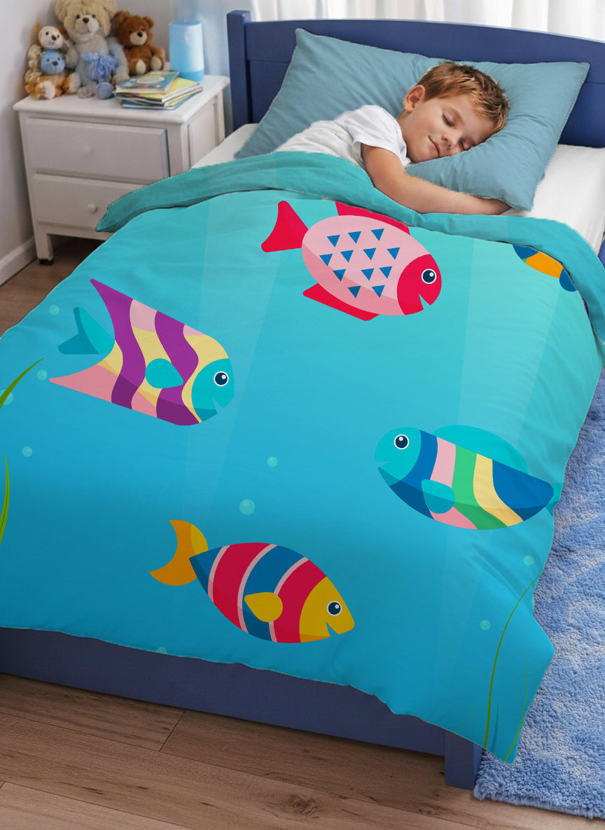 Kids Cartoon Print Reversible Dohar Soft Cotton Baby Blanket, 2-in-1 Double Sided Design, Lightweight Summer / AC Cotton Blanket for Babies, Toddlers & Kids | Breathable Blanket | 39"x59" Inches