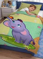 Kids Cartoon Print Reversible Dohar Soft Cotton Baby Blanket, 2-in-1 Double Sided Design, Lightweight Summer / AC Cotton Blanket for Babies, Toddlers & Kids | Breathable Blanket | 39"x59" Inches