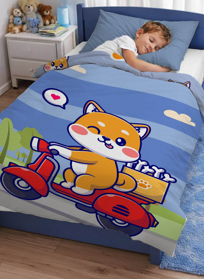 Kids Cartoon Print Reversible Dohar Soft Cotton Baby Blanket, 2-in-1 Double Sided Design, Lightweight Summer / AC Cotton Blanket for Babies, Toddlers & Kids | Breathable Blanket | 39"x59" Inches