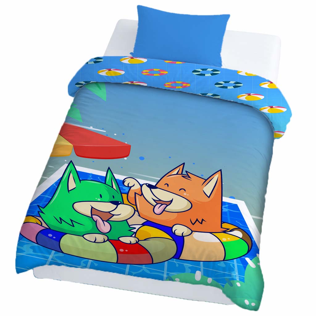 Kids Cartoon Print Reversible Dohar Soft Cotton Baby Blanket, 2-in-1 Double Sided Design, Lightweight Summer / AC Cotton Blanket for Babies, Toddlers & Kids | Breathable Blanket | 52"x73" Inches