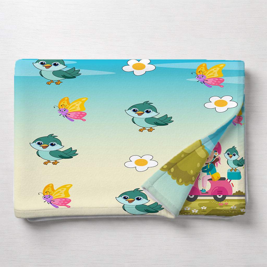 Kids Cartoon Print Reversible Dohar Soft Cotton Baby Blanket, 2-in-1 Double Sided Design, Lightweight Summer / AC Cotton Blanket for Babies, Toddlers & Kids | Breathable Blanket | 52"x73" Inches
