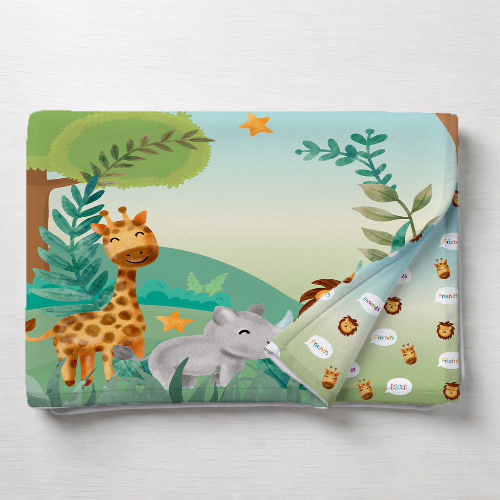 Kids Cartoon Print Reversible Dohar Soft Cotton Baby Blanket, 2-in-1 Double Sided Design, Lightweight Summer / AC Cotton Blanket for Babies, Toddlers & Kids | Breathable Blanket | 52"x73" Inches