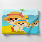Kids Cartoon Print Reversible Dohar Soft Cotton Baby Blanket, 2-in-1 Double Sided Design, Lightweight Summer / AC Cotton Blanket for Babies, Toddlers & Kids | Breathable Blanket | 52"x73" Inches