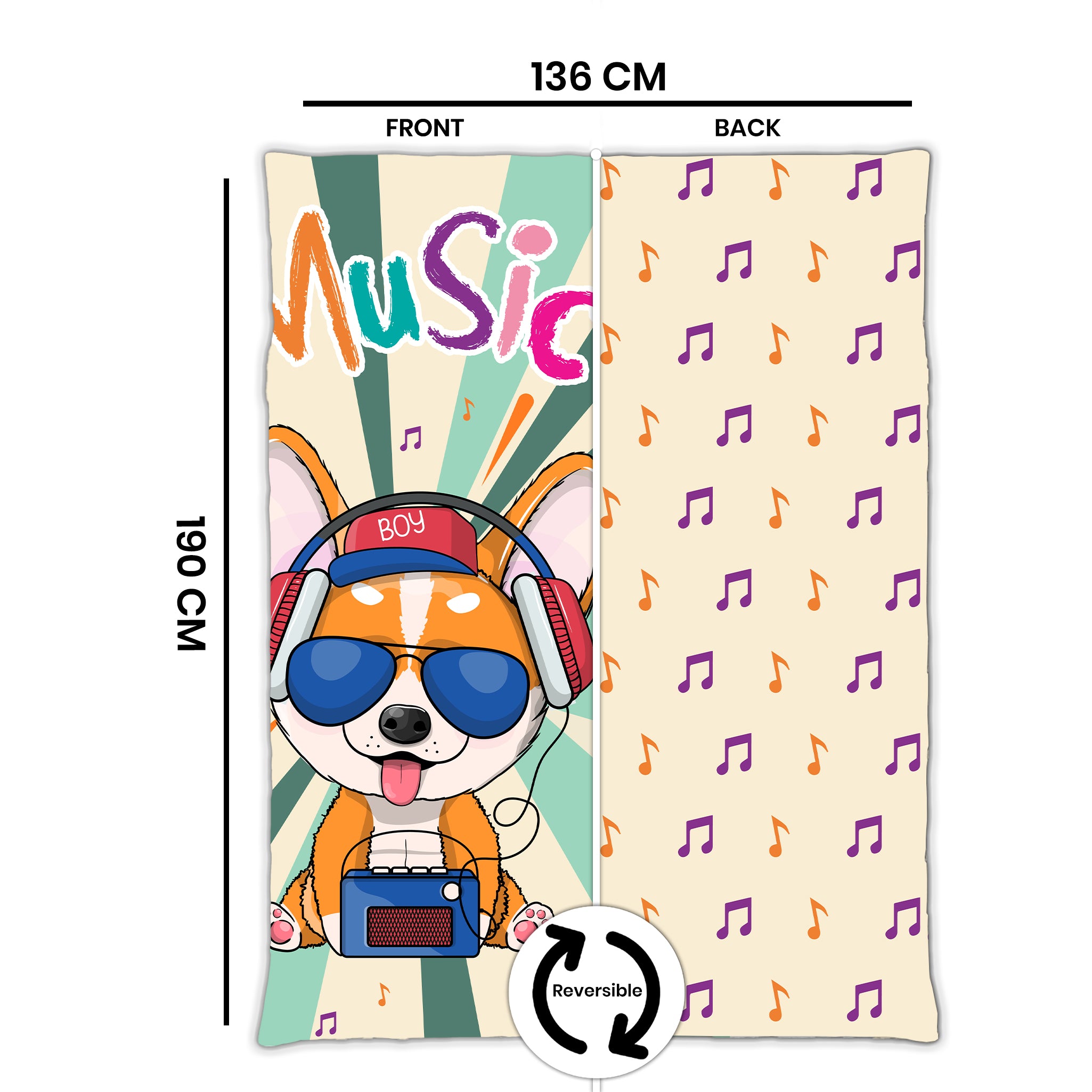 Kids Cartoon Print Reversible Dohar Soft Cotton Baby Blanket, 2-in-1 Double Sided Design, Lightweight Summer / AC Cotton Blanket for Babies, Toddlers & Kids | Breathable Blanket | 52"x73" Inches