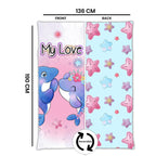 Kids Cartoon Print Reversible Dohar Soft Cotton Baby Blanket, 2-in-1 Double Sided Design, Lightweight Summer / AC Cotton Blanket for Babies, Toddlers & Kids | Breathable Blanket | 52"x73" Inches