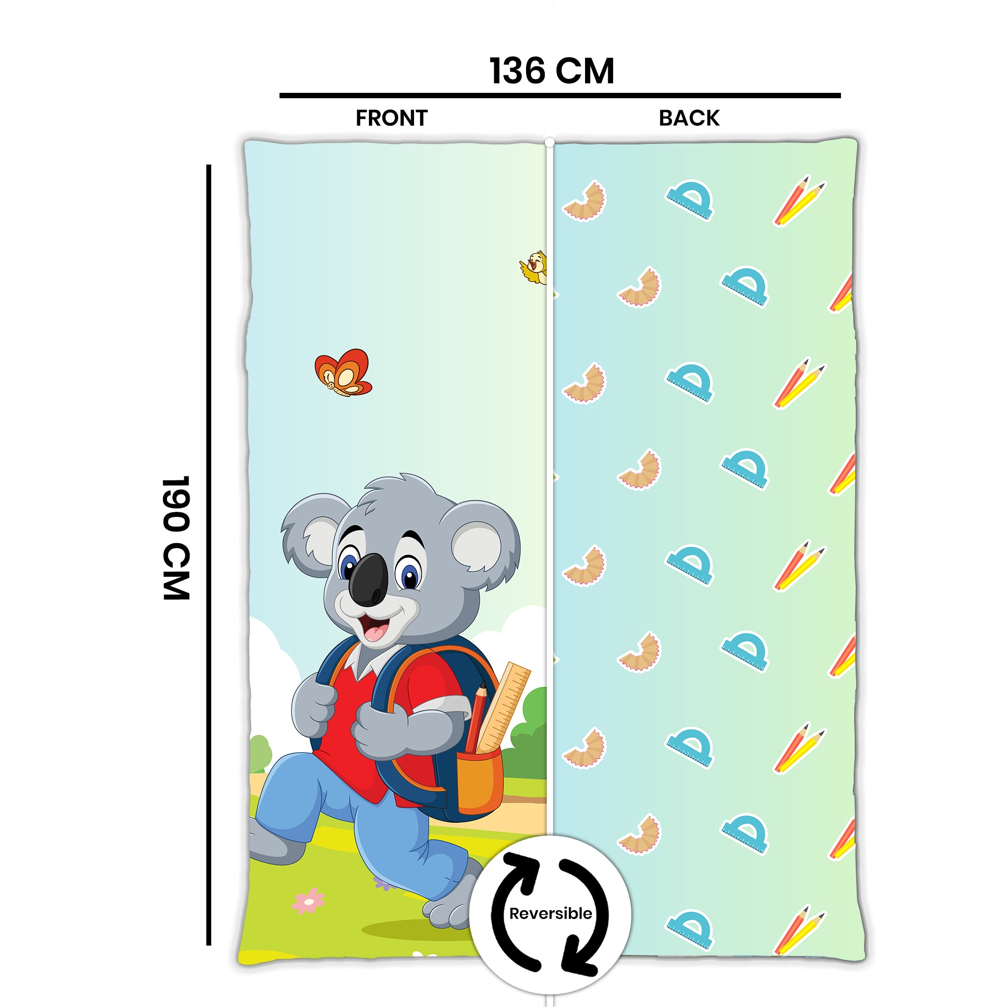 Kids Cartoon Print Reversible Dohar Soft Cotton Baby Blanket, 2-in-1 Double Sided Design, Lightweight Summer / AC Cotton Blanket for Babies, Toddlers & Kids | Breathable Blanket | 52"x73" Inches