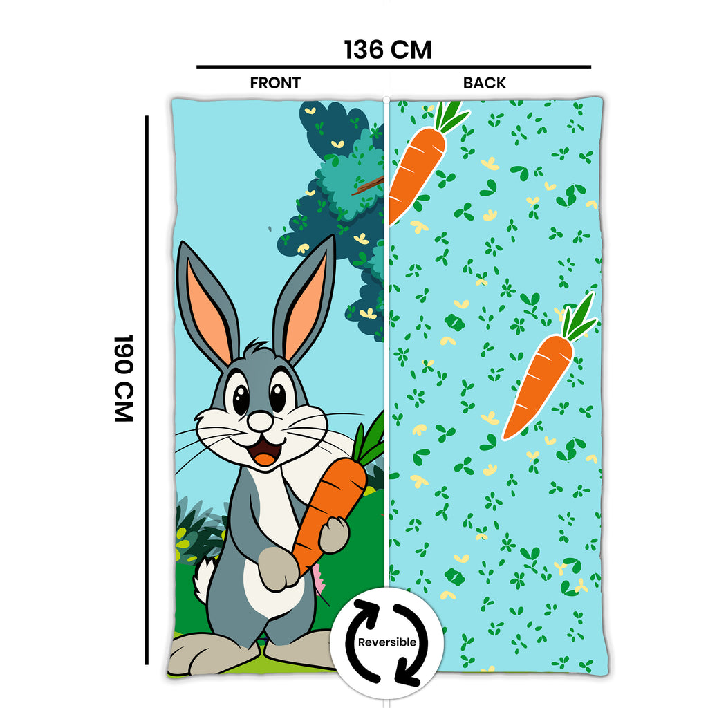 Kids Cartoon Print Reversible Dohar Soft Cotton Baby Blanket, 2-in-1 Double Sided Design, Lightweight Summer / AC Cotton Blanket for Babies, Toddlers & Kids | Breathable Blanket | 52"x73" Inches