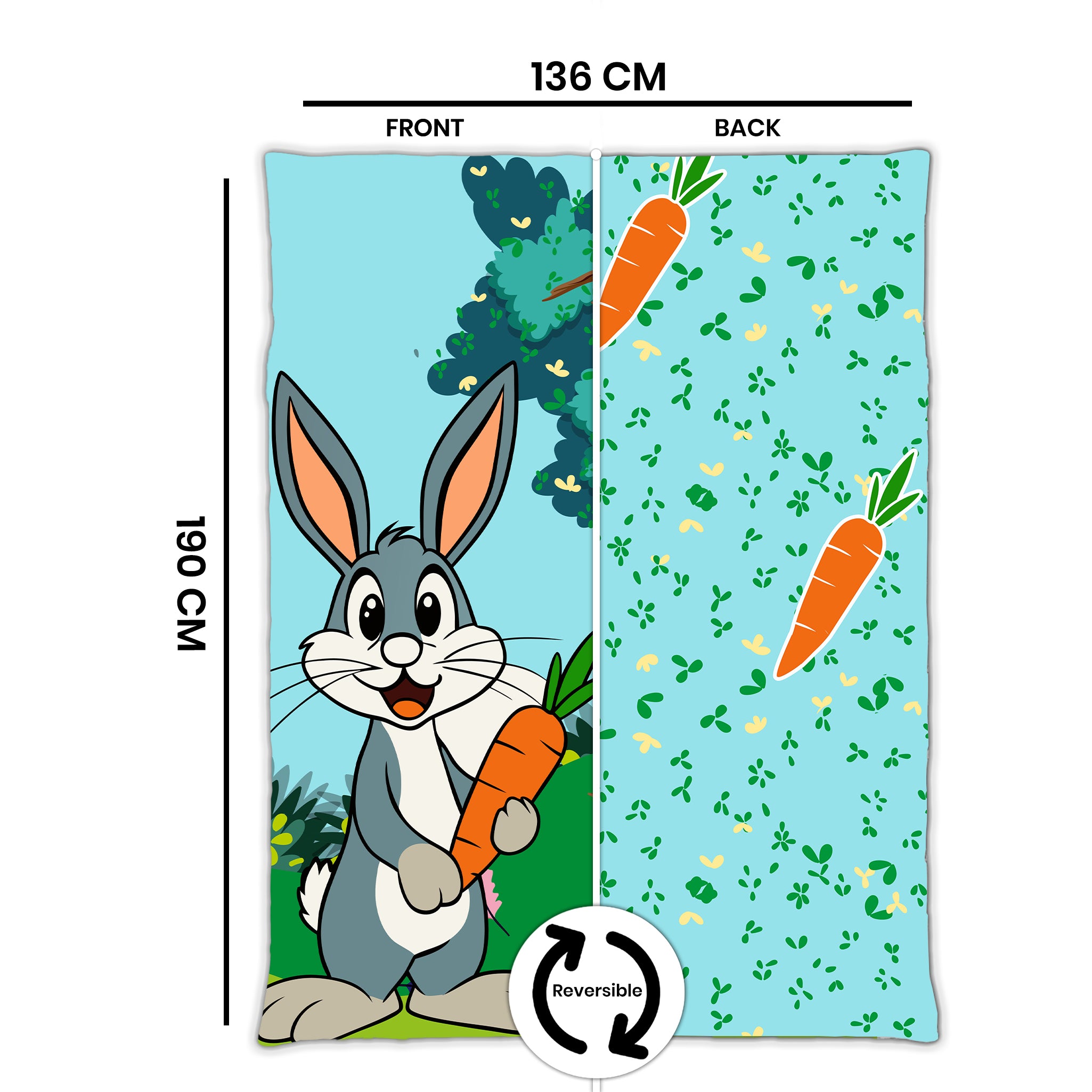 Kids Cartoon Print Reversible Dohar Soft Cotton Baby Blanket, 2-in-1 Double Sided Design, Lightweight Summer / AC Cotton Blanket for Babies, Toddlers & Kids | Breathable Blanket | 52"x73" Inches