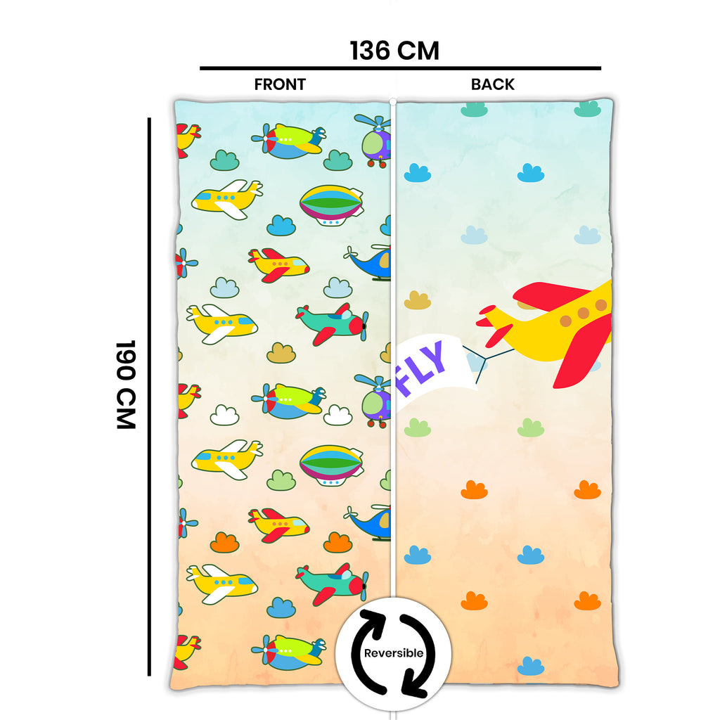 Kids Cartoon Print Reversible Dohar Soft Cotton Baby Blanket, 2-in-1 Double Sided Design, Lightweight Summer / AC Cotton Blanket for Babies, Toddlers & Kids | Breathable Blanket | 52"x73" Inches